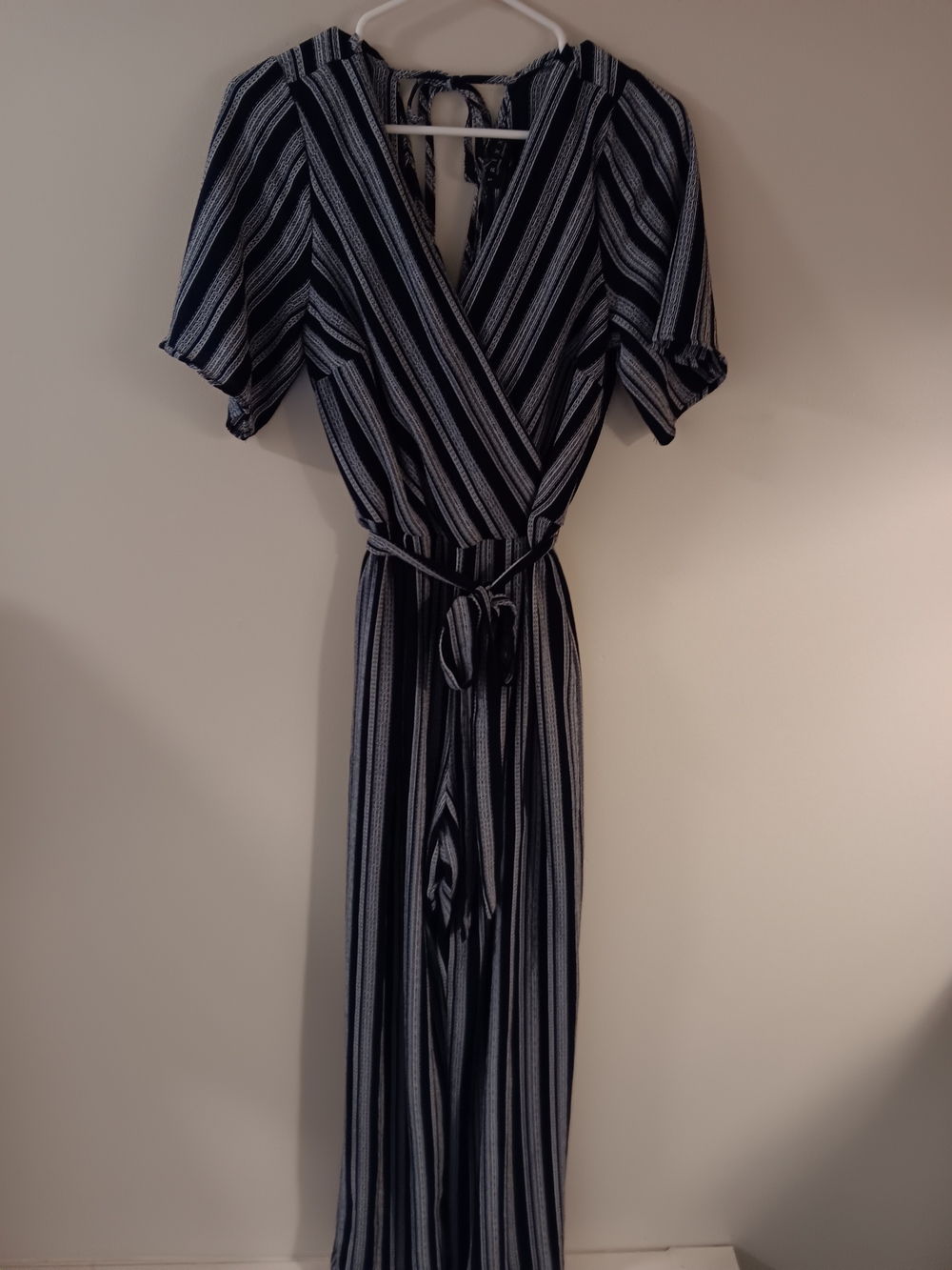 Trixxi Navy and White Striped Jumpsuit